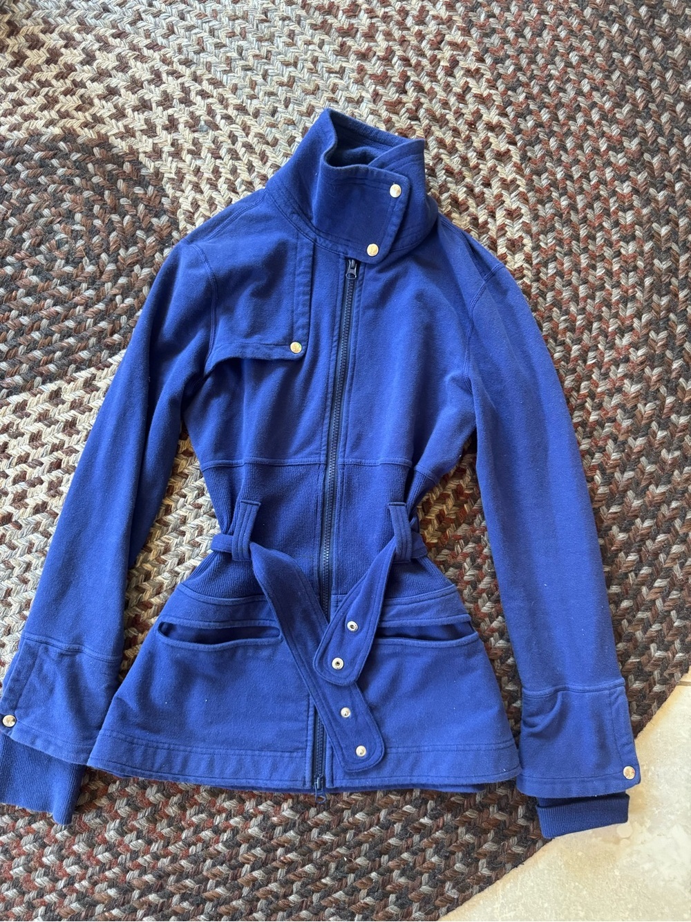 Lululemon Presence Jacket Cobalt Snaps Belt Sz 6